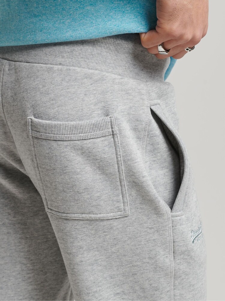 Superdry Light Grey Cotton Vintage Logo Embroidered Joggers - Image 5 of 5