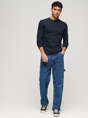 Superdry Navy Vintage Logo Embroidered Long Sleeve Top - Image 3 of 7