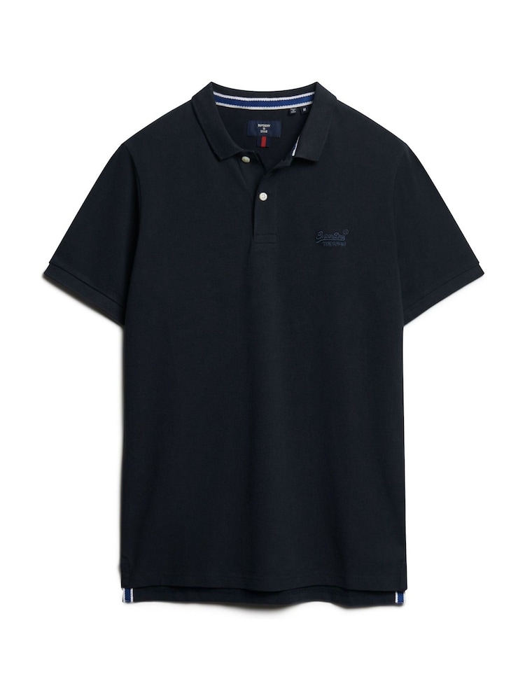 marine - Superdry 100{Polos en coton à piqué classique - Image 6 of 8