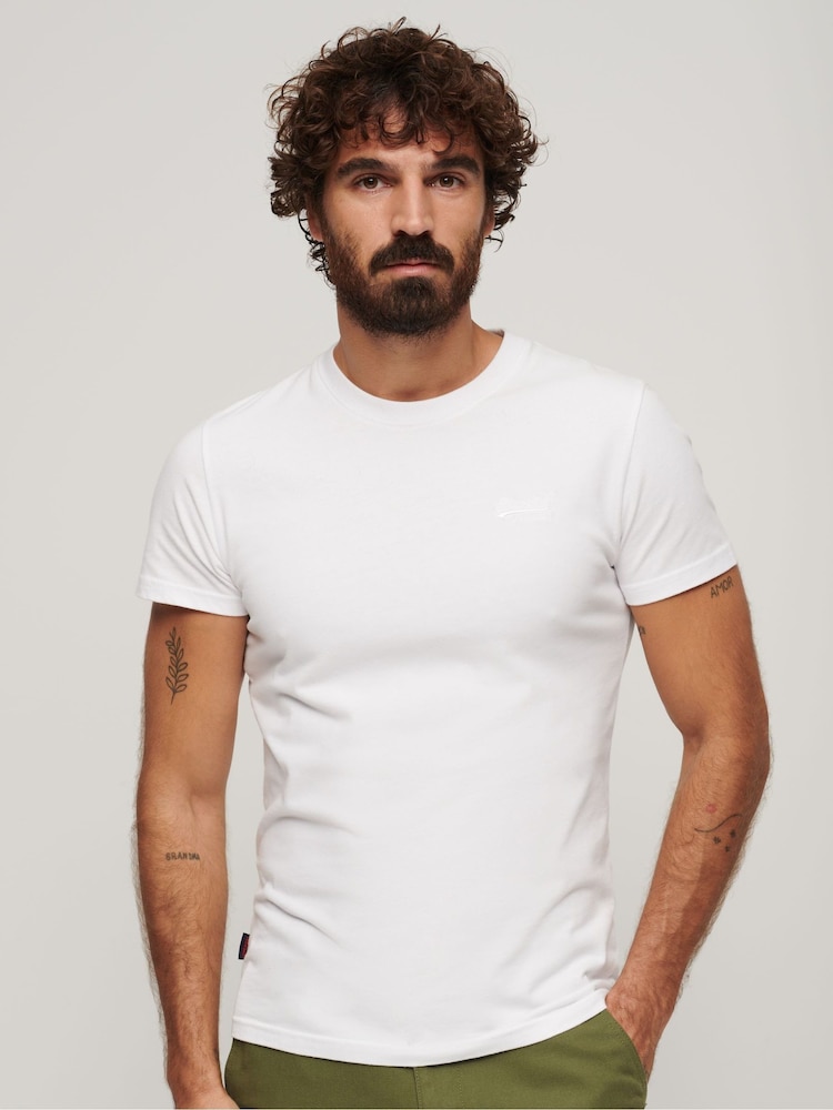Optic White - Superdry Vintage Embroidered 100% Cotton T-Shirt - Изображение 1 из 6