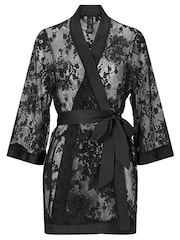 Ann Summers Black Dark Hours Lace Robe - Image 4 of 4