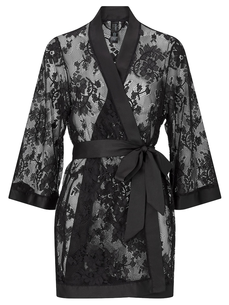 Ann Summers Black Dark Hours Lace Robe - Image 4 of 4