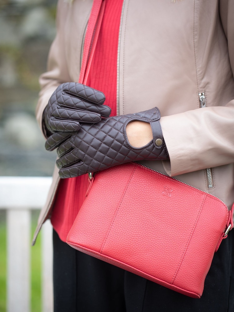 Lakeland Leather Purple Tarn Leather Quilted Winter Gloves - Image 1 of 5