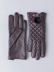 Lakeland Leather Purple Tarn Leather Quilted Winter Gloves - Image 2 of 5