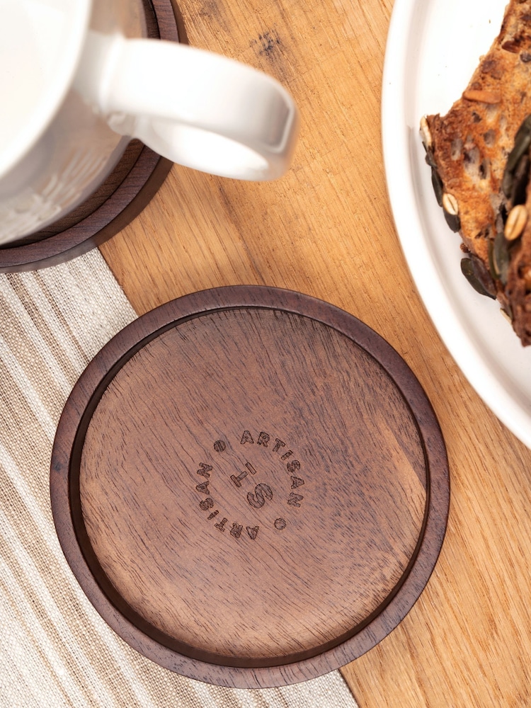 Artisan Street 4 Pack Brown Coasters - Image 1 of 4