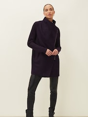 Phase Eight Purple Byanca Zip Knit Coat - Image 4 of 7