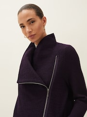 Phase Eight Purple Byanca Zip Knit Coat - Image 5 of 7