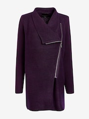 Phase Eight Purple Byanca Zip Knit Coat - Image 7 of 7