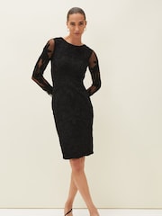 Phase Eight Black Tapework Isobel Lace Dress - Image 2 of 6