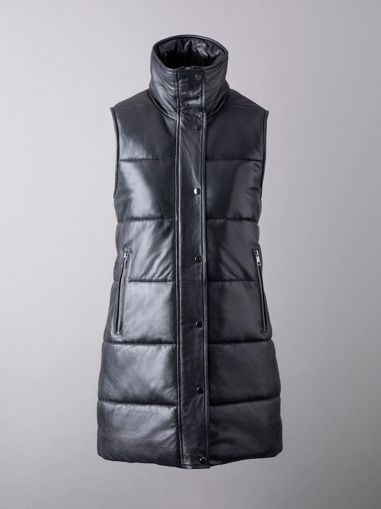 Lakeland Clothing Leather Lowood Long Black Gilet - Image 2 of 6
