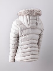 Lakeland Leather Grey Pica Hooded Padded Leather Coat - Image 2 of 5