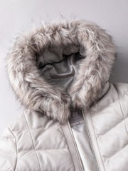 Lakeland Leather Grey Pica Hooded Padded Leather Coat - Image 3 of 5