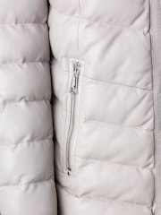 Lakeland Leather Grey Pica Hooded Padded Leather Coat - Image 5 of 5