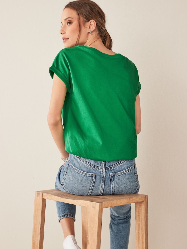 Green Bright Cap Sleeve T-Shirt Top - Image 2 of 5