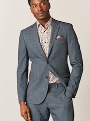 Blue Slim Fit Motion Flex Textured Suit: Jacket - Image 1 of 12