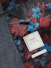 Blue Slim Fit Motion Flex Textured Suit: Jacket - Image 8 of 12