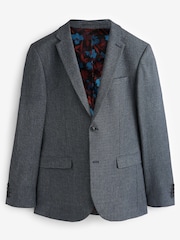 Blue Slim Fit Motion Flex Textured Suit: Jacket - Image 9 of 12
