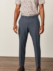 Mid Blue Slim Fit Motion Flex Textured Suit: Trousers - Image 1 of 9