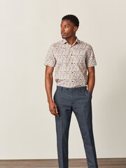 Mid Blue Slim Fit Motion Flex Textured Suit: Trousers - Image 5 of 9