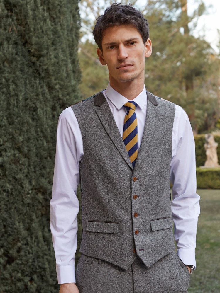 Gris - Coupe classique Gilet Donegal garni - Image 1 de 8
