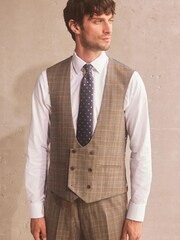 Taupe Check Suit: Waistcoat - Image 1 of 1