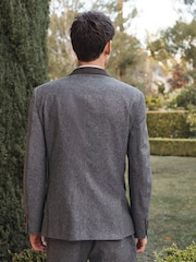 Grey Slim Fit Trimmed Donegal Suit: Jacket - Image 2 of 11