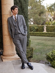 Grey Slim Fit Trimmed Donegal Suit: Jacket - Image 3 of 11