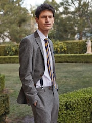 Grey Slim Fit Trimmed Donegal Suit: Jacket - Image 4 of 11