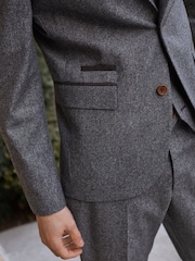 Grey Slim Fit Trimmed Donegal Suit: Jacket - Image 5 of 11