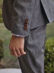 Grey Slim Fit Trimmed Donegal Suit: Jacket - Image 6 of 11
