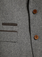Grey Slim Fit Trimmed Donegal Suit: Jacket - Image 8 of 11