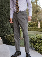 Grey Slim Fit Trimmed Donegal Suit: Trousers - Image 1 of 7