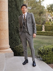 Grey Slim Fit Trimmed Donegal Suit: Trousers - Image 2 of 7
