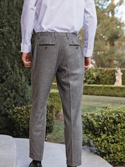 Grey Slim Fit Trimmed Donegal Suit: Trousers - Image 3 of 7
