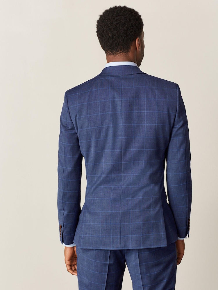 Bright Blue Windowpane Check Suit: Jacket - Image 2 of 11