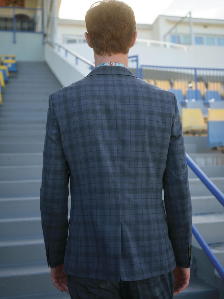 Mid Blue Check Suit: Jacket - Image 2 of 11