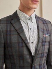 Grey/Red Super Skinny Fit Check Suit: Jacket - Image 4 of 10