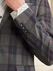 Grey/Red Super Skinny Fit Check Suit: Jacket - Image 5 of 10