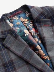 Grey/Red Super Skinny Fit Check Suit: Jacket - Image 8 of 10