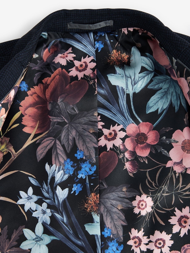 Bleu marine - Coupe ajustée Puppytooth Design Costume Veste - Image 10 of 11