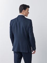 Navy Blue Slim Fit Puppytooth Design Suit Jacket - Image 5 of 11