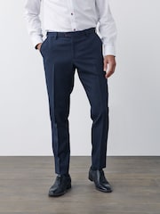 Marineblau/blau - Slim-Fit-Anzughose mit Hahnentrittmuster - Image 1 of 7