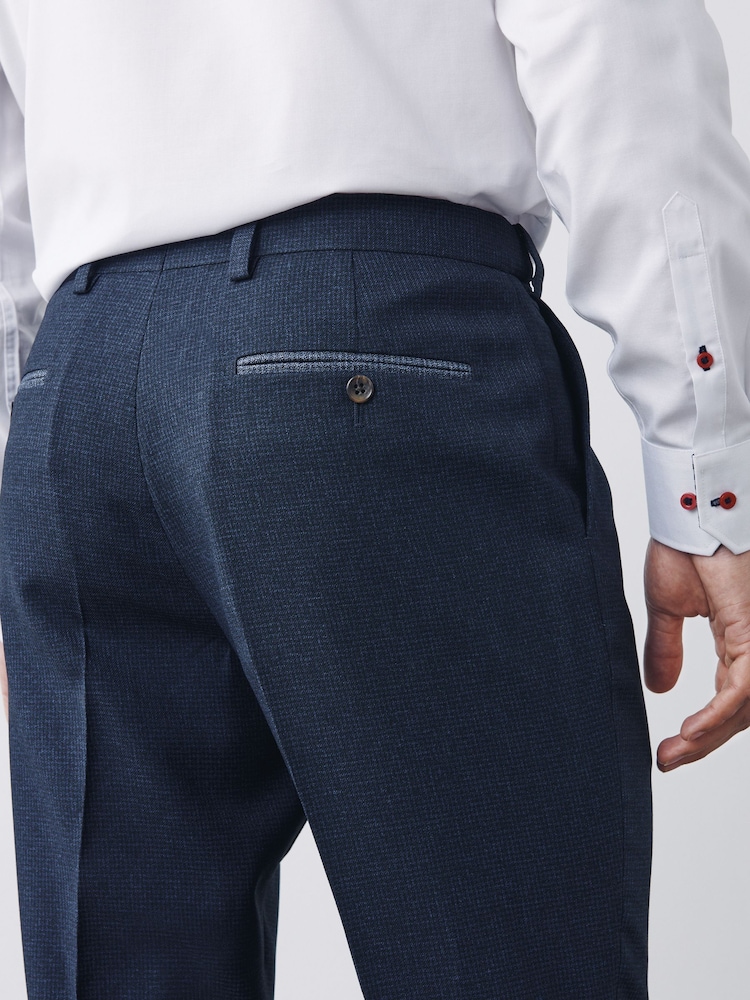 Marineblau/blau - Slim-Fit-Anzughose mit Hahnentrittmuster - Image 3 of 7
