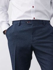 Marineblau/blau - Slim-Fit-Anzughose mit Hahnentrittmuster - Image 4 of 7