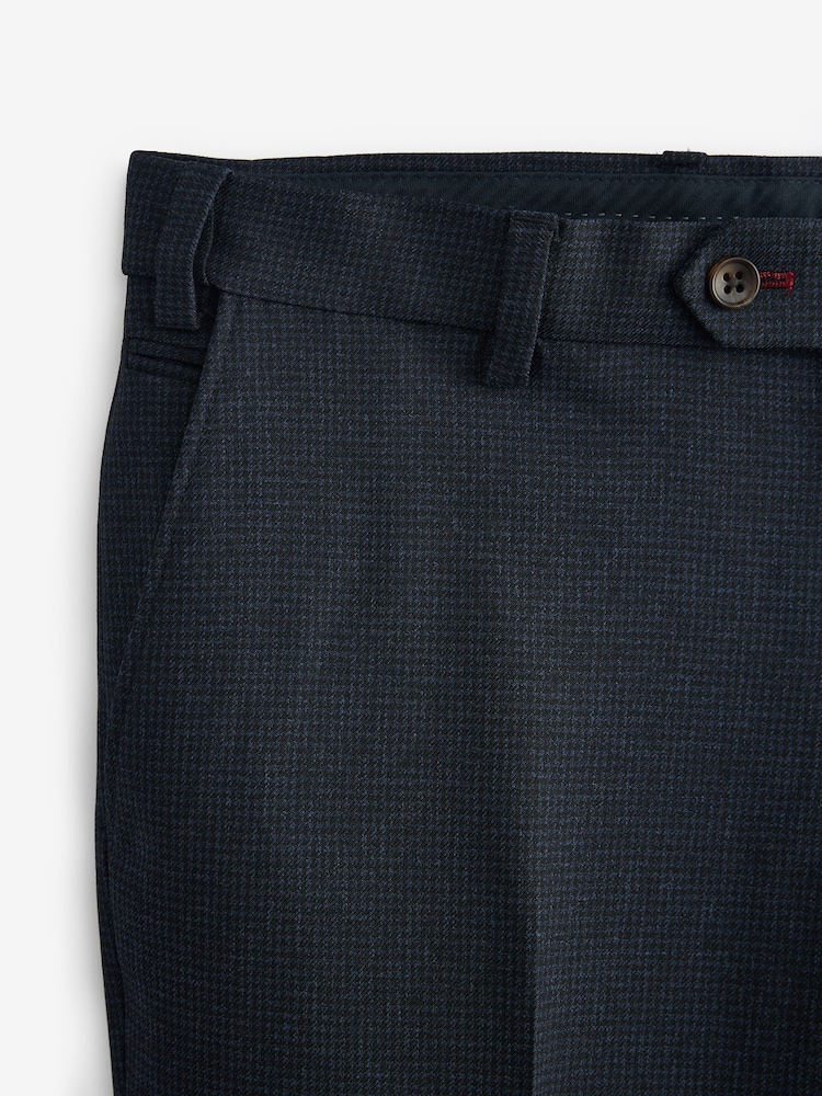 Marineblau/blau - Slim-Fit-Anzughose mit Hahnentrittmuster - Image 6 of 7