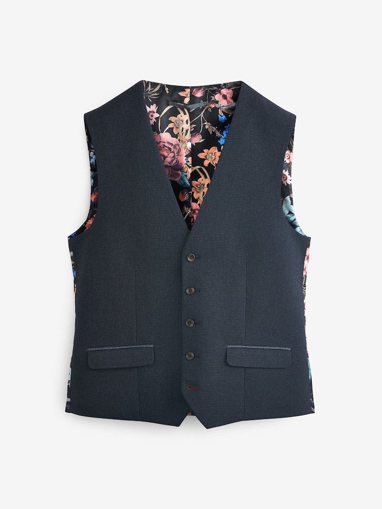 Темно-синий - Regular Fit Puppytooth Design Waistcoat - Изображение 2 из 6 Темно-синий - Regular Fit Puppytooth Design Waistcoat - Изображение 2 из 6