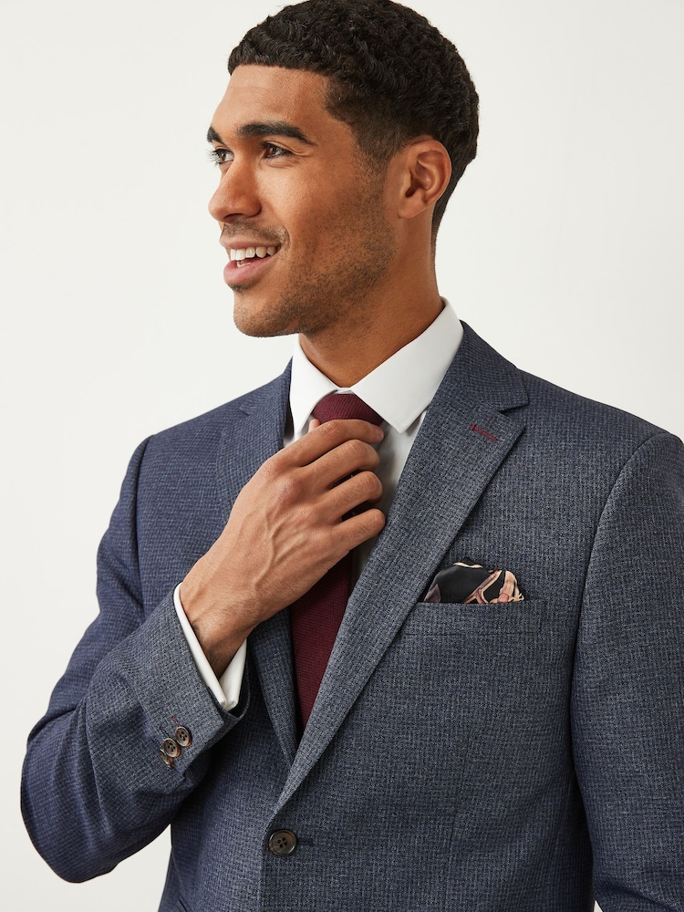 Light Blue Slim Fit Puppytooth Design Suit Jacket - Image 1 of 11