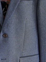 Light Blue Slim Fit Puppytooth Design Suit Jacket - Image 11 of 11