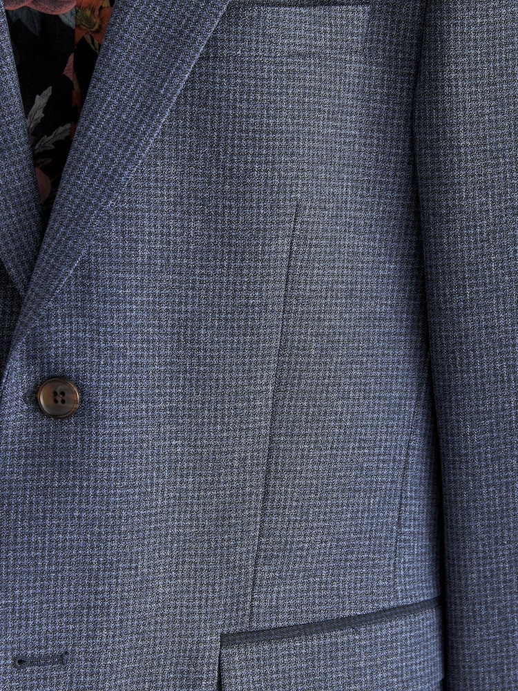 Light Blue Slim Fit Puppytooth Design Suit Jacket - Image 11 of 11