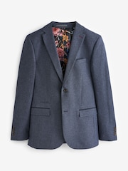 Light Blue Slim Fit Puppytooth Design Suit Jacket - Image 7 of 11